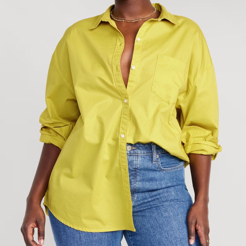 Old Navy Yellow Relaxed Button Down Shirt